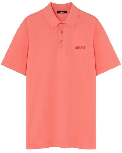 Versace Logo-embroidered Polo Shirt - Pink