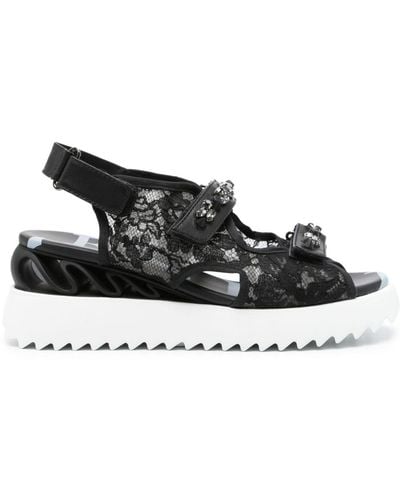 Le Silla Gem-embellished Laced Sandals - Black