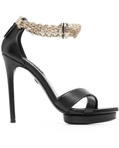 Roberto Cavalli Panther Crystal-embellished Sandals - Black