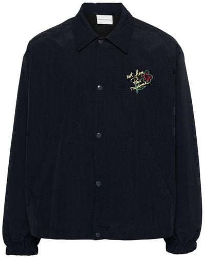 Drole de Monsieur Embroidered-slogan Ripstop Jacket - Blue