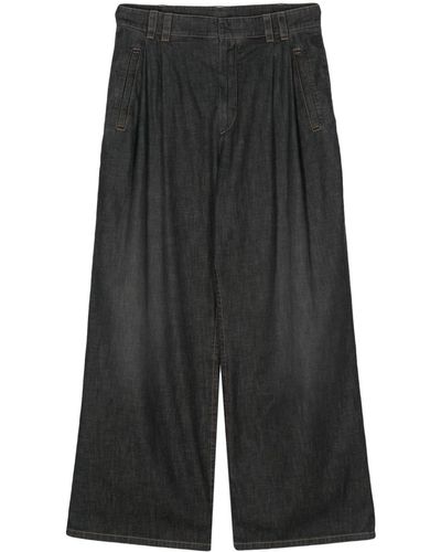 Brunello Cucinelli Pleat-detail Wide-leg Jeans - Black