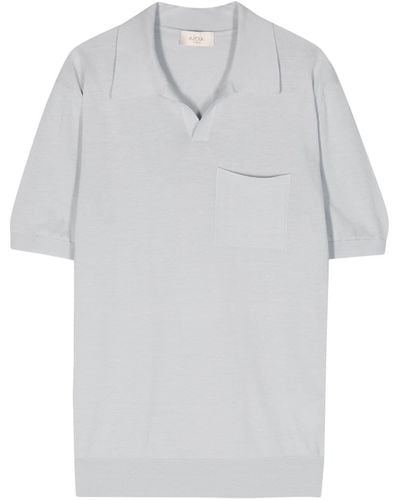 Altea Fine-knit Linen-blend Polo Shirt - Grey