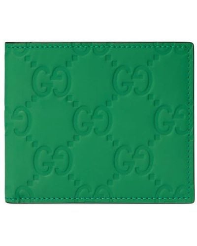 Gucci Cartera Bi-fold Efecto Goma con GG - Verde