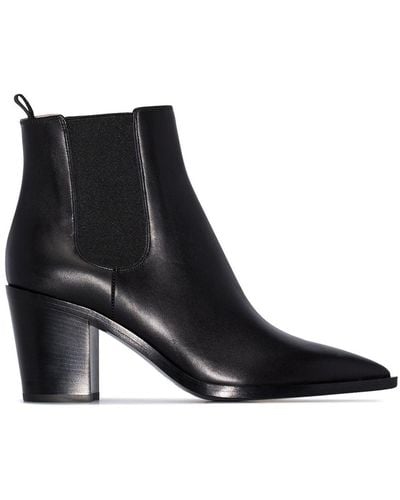 Gianvito Rossi Black 70 Pointed Leather Ankle Boots