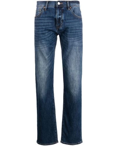 Armani Exchange Logo-patch Straight-leg Jeans - Blue