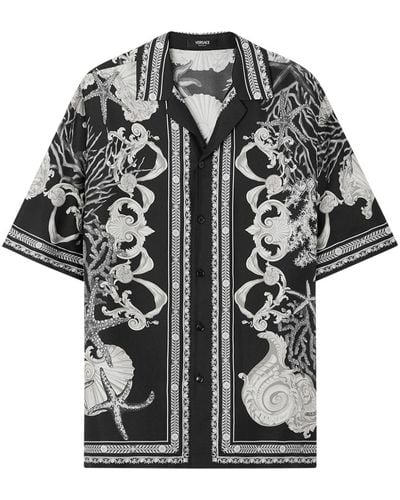 Versace Barocco Sea Hemd aus Seide - Schwarz