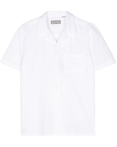 Canali Seersucker Short-sleeve Shirt - Wit