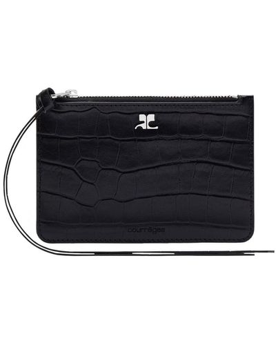 Courreges AC crocodile-effect leather purse - Negro