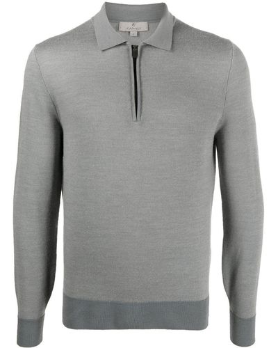 Canali Pullover mit Poloshirtkragen - Grau