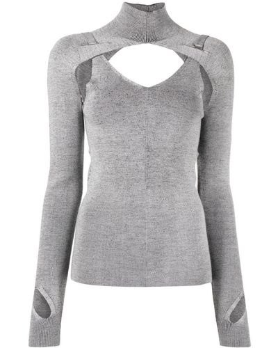Dion Lee Cut-out Detail Knitted Top - Gray
