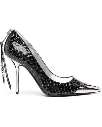 Moschino 110mm Snakeskin-effect Leather Pumps - Black