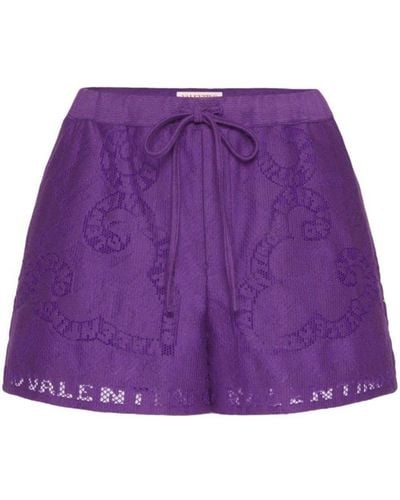 Valentino Garavani Pointelle Lace Shorts - Purple
