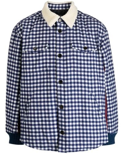 Undercover Gingham-check Flannel Shirt Jacket - Blue