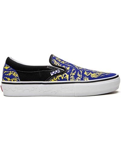 Vans Skate Slip-on "dragon Flame" Sneakers - Blue