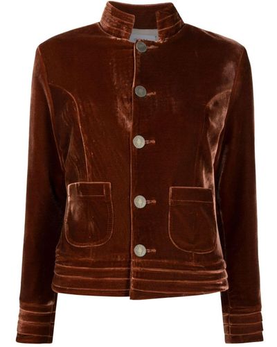 Isolda Ferradura Button-up Velvet Jacket - Brown