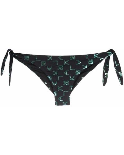 Karl Lagerfeld Iridescent-logo Bikini Bottoms - Black