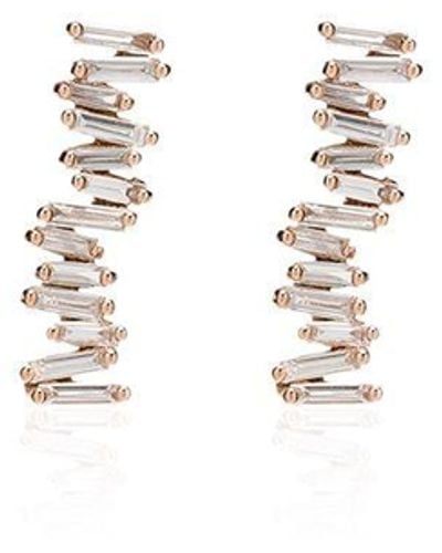 Suzanne Kalan 18kt Rose Gold Fireworks Diamond Earrings - Pink