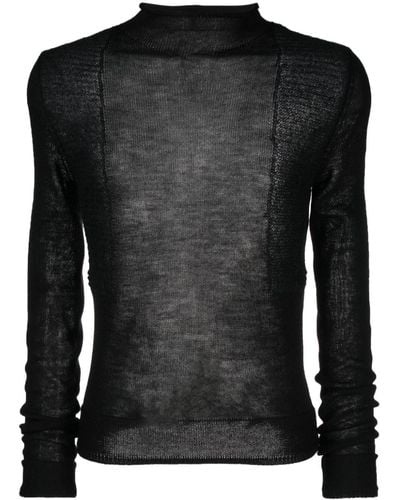 Rick Owens Fine-knit Paneled Wool Sweater - Black