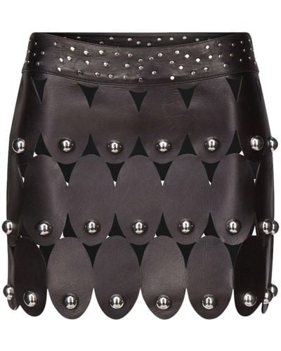 Area Stud-embellished Leather Mini Skirt - Black