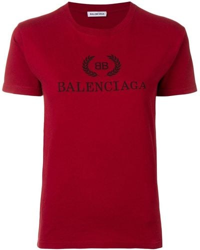 Balenciaga Logo Printed T-shirt - Red