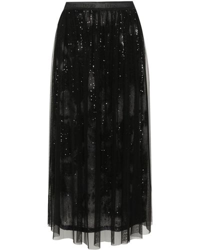 Liu Jo Sequin-detail Tulle Midi Skirt - Black