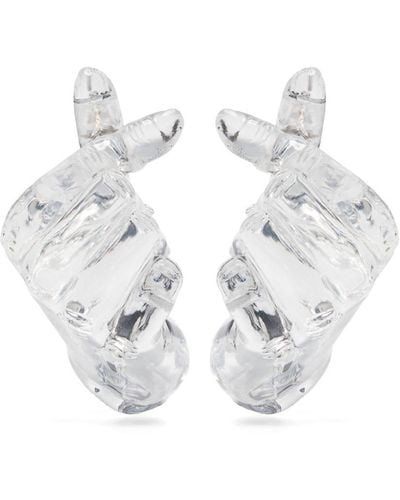Y. Project Hand-shaped Transparent Earrings - White