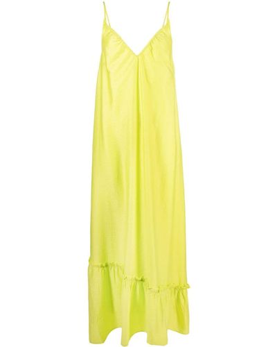 Gestuz V-neck Flared Sleeveless Dress - Yellow