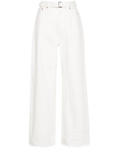 Sacai Belted Wide Jeans - White