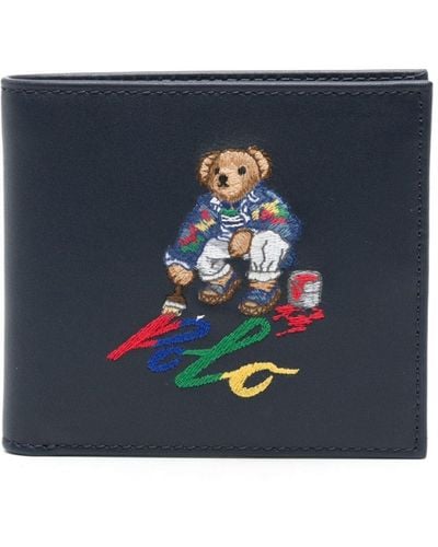 Polo Ralph Lauren Logo-embroidered Leather Wallet - Blue