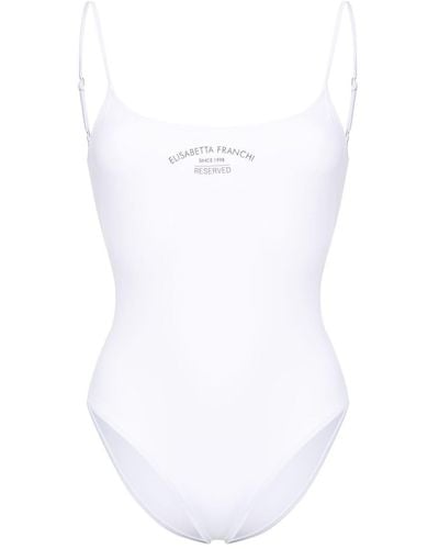 Elisabetta Franchi Logo-print High-cut Swimsuit - White