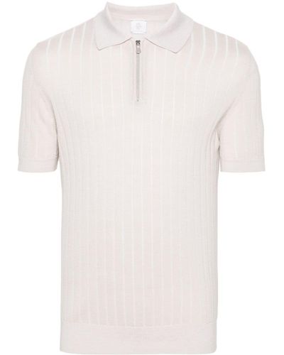 Eleventy Short-sleeve Knitted Polo Shirt - White