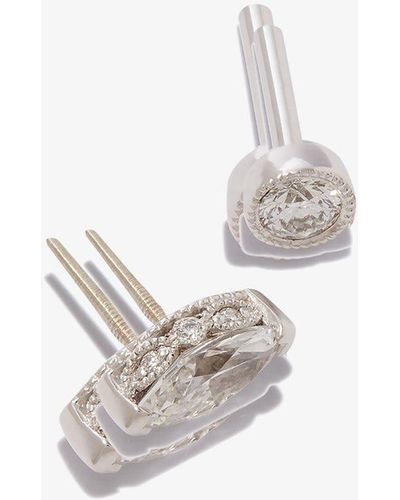 Maria Tash 18kt White Gold Marquise-diamond Stud Earring