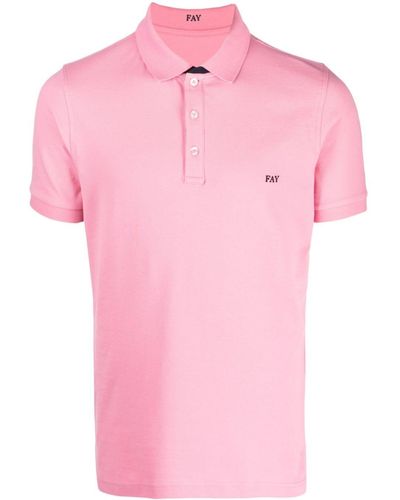 Fay Poloshirt Met Geborduurd Logo - Roze