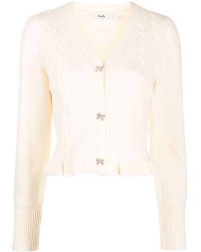 B+ AB Bow Button-embellished Cardigan - Natural