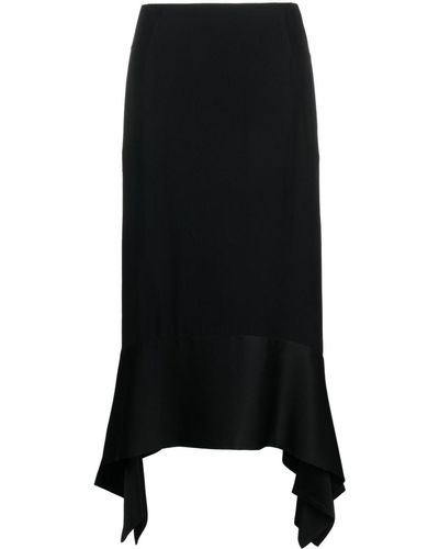 Totême Asymmetric Crepe-texture Midi Skirt - Black