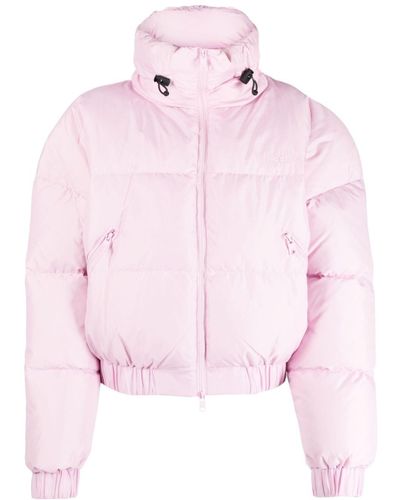 MSGM Funnel Neck Quilted Padded Jacket - Pink