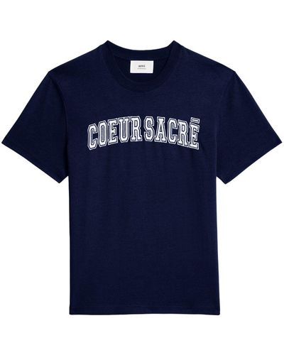 Ami Paris ネイビー Coeur Sacré Tシャツ - ブルー