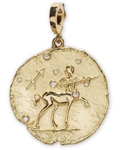 Azlee Grand pendentif Of The Star Sagittarius Coin en or 18ct - Métallisé