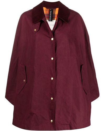 Mackintosh Cora Waxed Cotton Field Coat - Red
