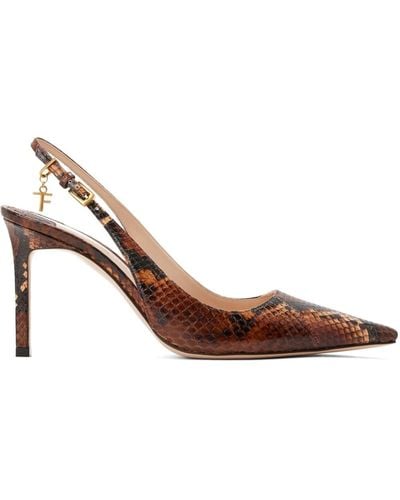 Tom Ford Logo-charm 85mm Slingback Court Shoes - Brown