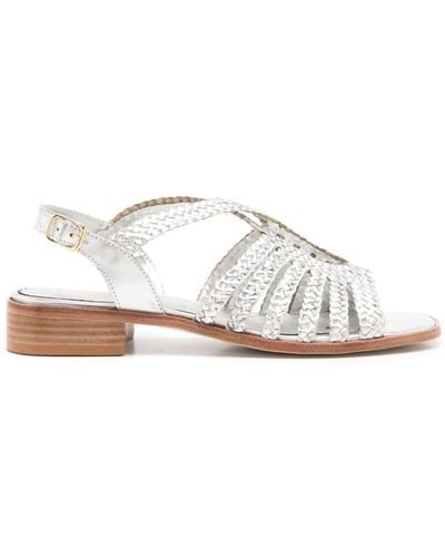 Sarah Chofakian Le Marais Metallic Braided Sandals - White