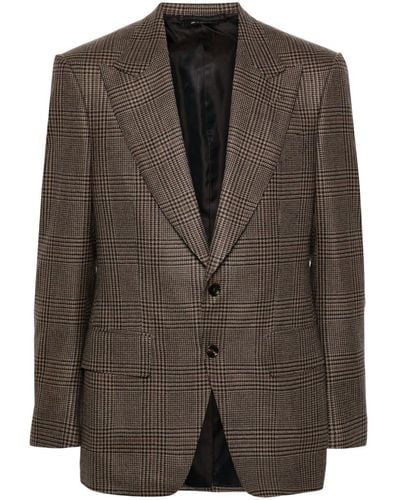 Tom Ford Prince Of Wales-pattern Blazer - Brown