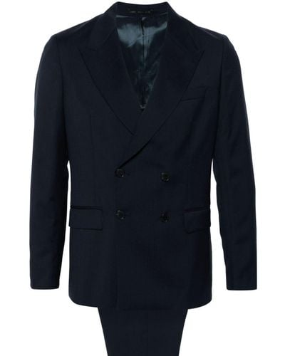 Low Brand Double-breasted Virgin-wool Suit - Blue