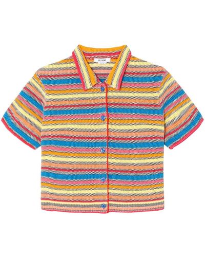 RE/DONE Striped Short-sleeve Polo Cardigan - Blue