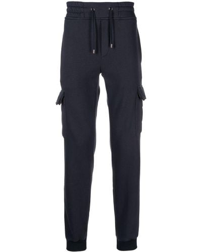 Moorer Drawstring Tapered Cargo Trousers - Blue