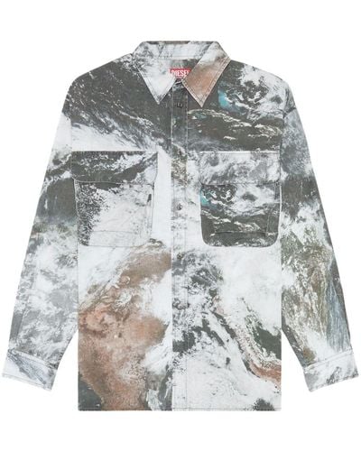 DIESEL S-dewny-cmf Overhemd Met Print - Grijs