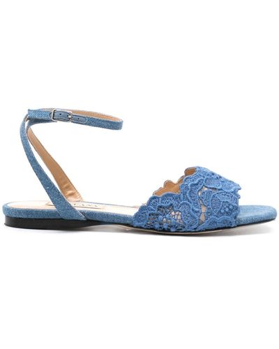 Arteana Floral-lace Strap Sandals - Blue