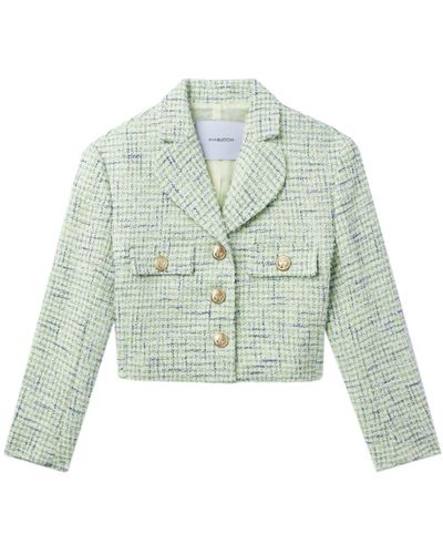 Pushbutton Cropped-Jacke aus Tweed - Grün