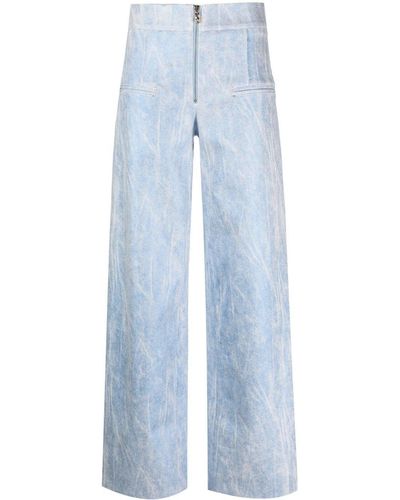 Genny Exposed-zip Wide-leg Trousers - Blue