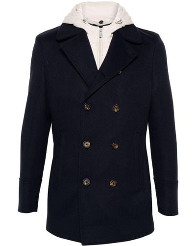 Eleventy Hooded Double-breasted Blazer - Blue